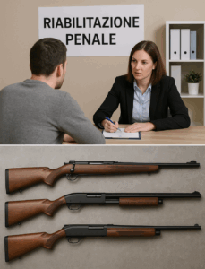 Riabilitazione, estinzione del reato, porto d’armi, divieto detenzione armi e condanna.